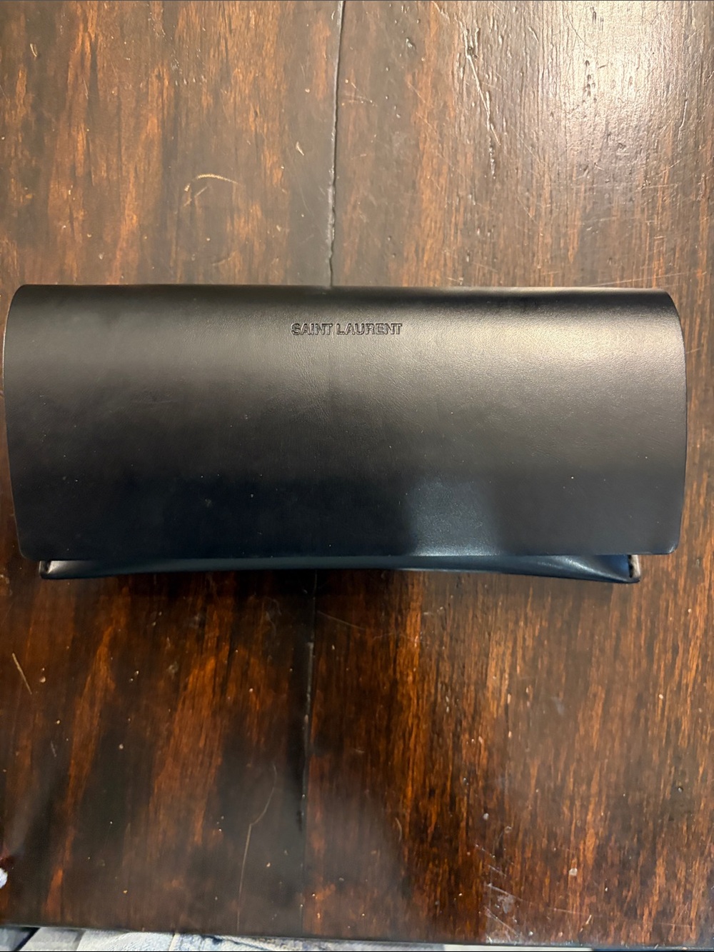 Saint Laurent Black Leather Eyewear Case